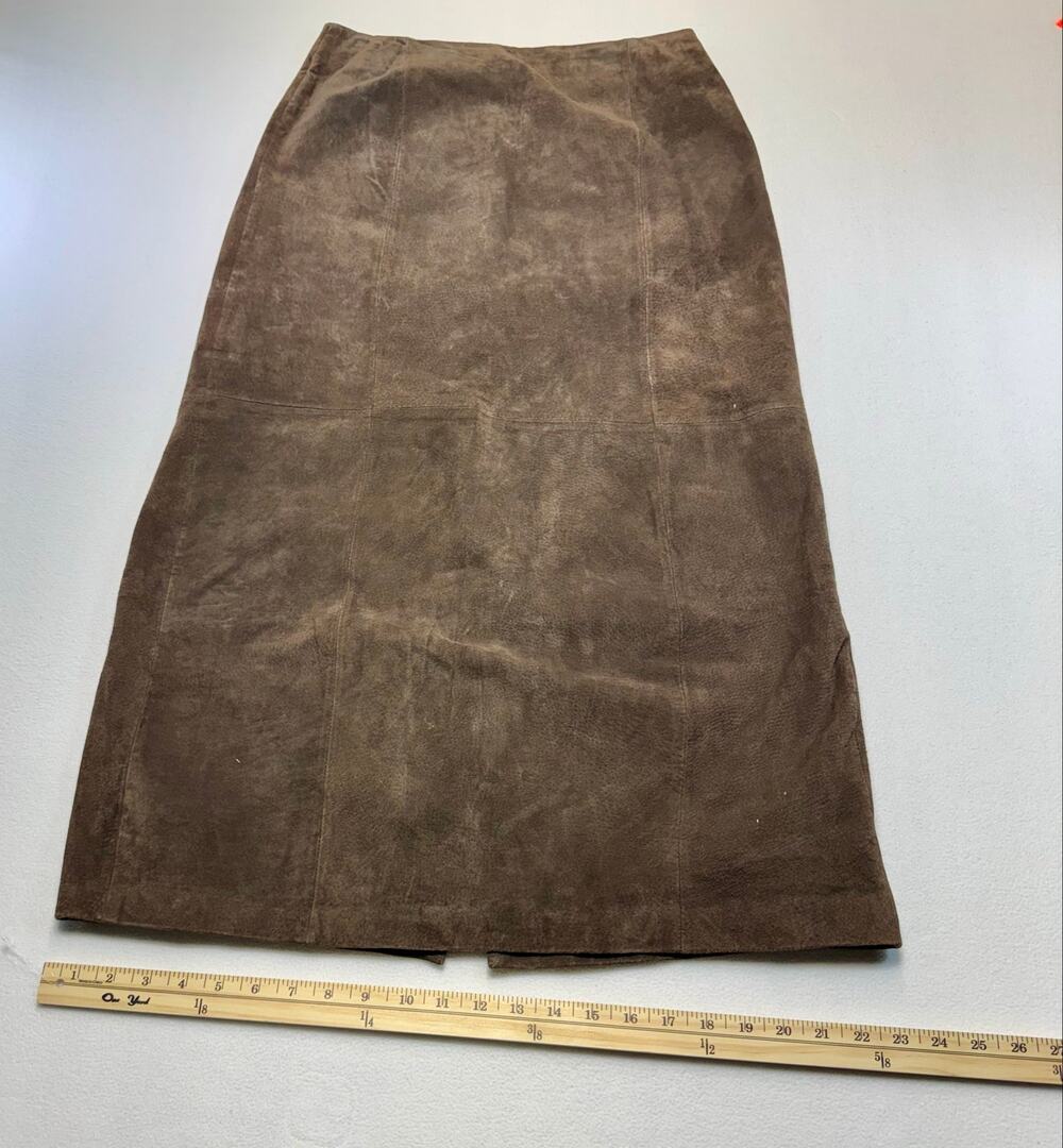 1970s Boho Retro Chic western cowgirl core fall brown suede VTG skirt 0074a2